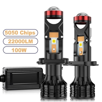 Faro LED pentru mașină cu lentilă laser, iluminare duală (far și apropiere) compatibil H4/H7, 100W, 9–24V, 22.000 lm, IP68, aliaj de aluminiu, model U7