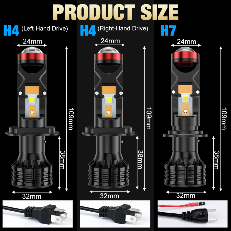 Faro LED pentru mașină cu lentilă laser, iluminare duală (far și apropiere) compatibil H4/H7, 100W, 9–24V, 22.000 lm, IP68, aliaj de aluminiu, model U7