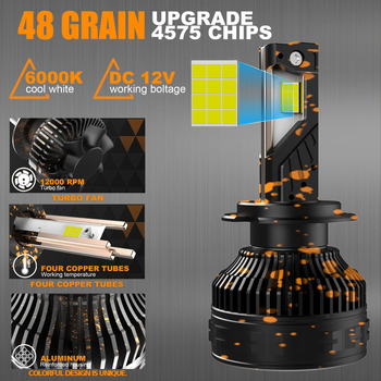 Faruri LED pentru autovehicul – All-in-One pentru faruri lungi și apropiate, model T8, 12V, 110W, 11000LM, IP67