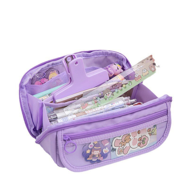 Θήκη μολυβιών με πρισματικό σχεδιασμό, Seven Buckets, ύφασμα Oxford, unisex, κορεατικό στυλ