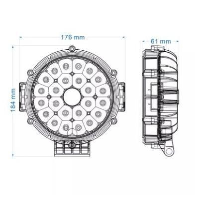 LED radna svjetla za auto, 51W, 12V, leća, aluminijska legura, IP68, model R-90w-w/y