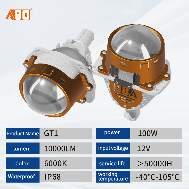 Far LED pentru mașină cu lentilă dublă, 100W, 12V, 10000lm