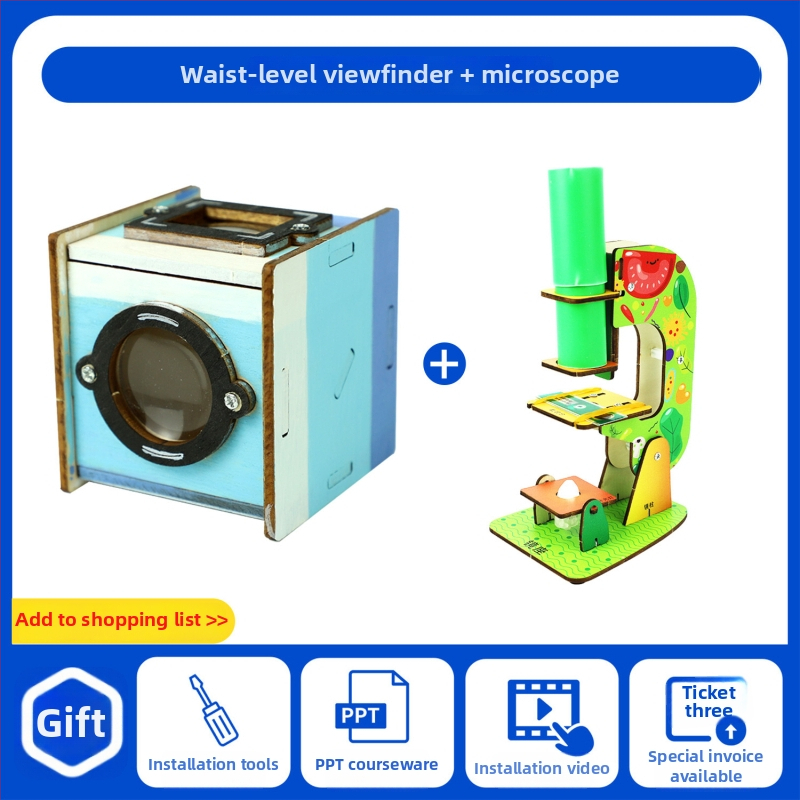 Vizor optic DIY la talie — Jucărie STEM pentru fizică, lemn, electric, kit educațional multifuncțional pentru 7–14 ani