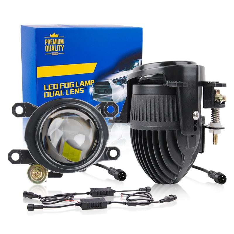 Automobilsko svjetlo za maglu s dvostrukim snopom i prozirnom lećom – LED, 12V, 5500LM, IP68, aluminijska legura
