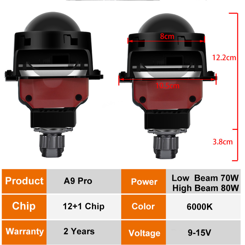 A9 Pro CSP LED prednje svjetlo za automobil 80W 30000LM IP67 12V