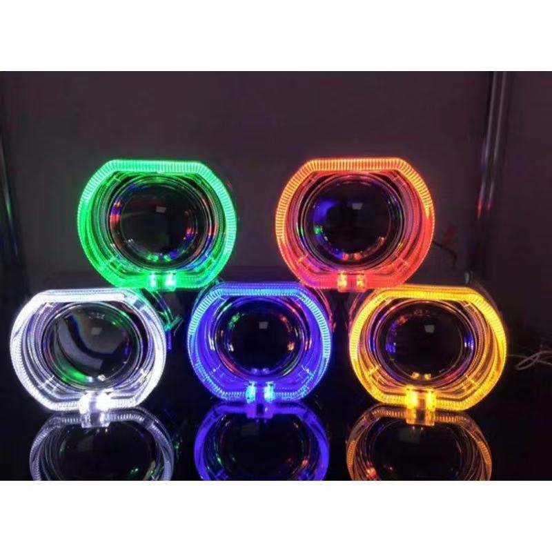 Integrirana četvrtasta leća farova s poklopcem Angel Eye, materijal: plastika + aluminijska ploča, 12V, 6 LED, 0,28–0,35 A, vijek trajanja 50.000 sati