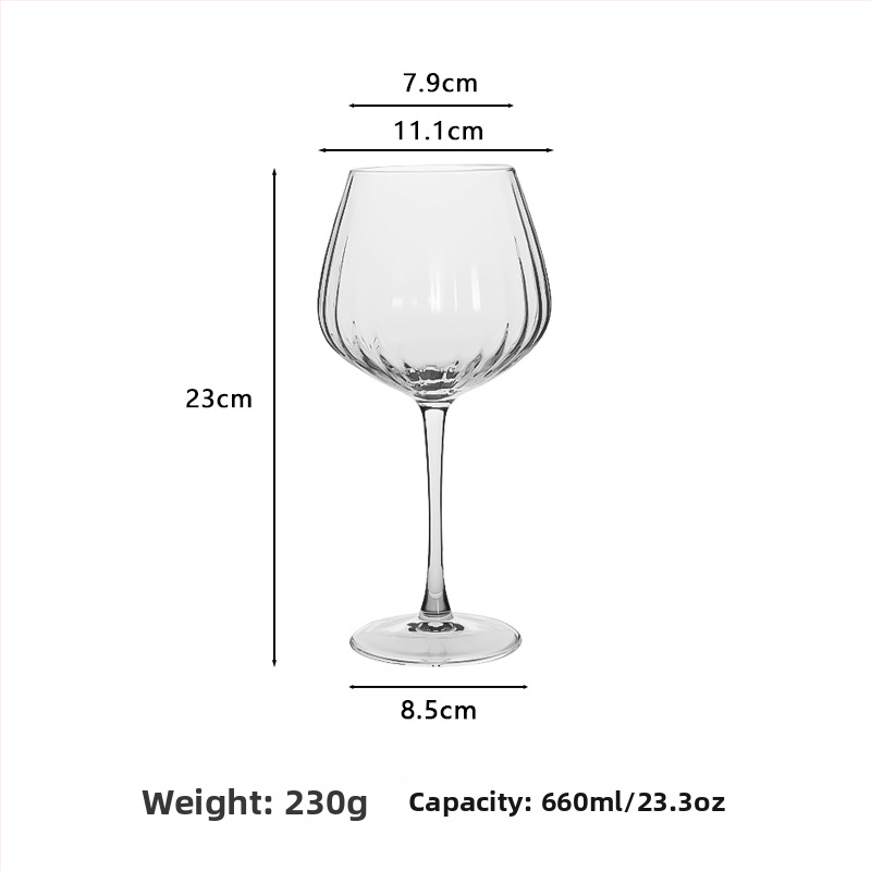 Krištáľové poháre – set pohárov na víno s prizmou – na červené víno, šampaňské a koktejly, nordický štýl, 5 ks, objem 501–600 ml, balené v farebnej krabičke