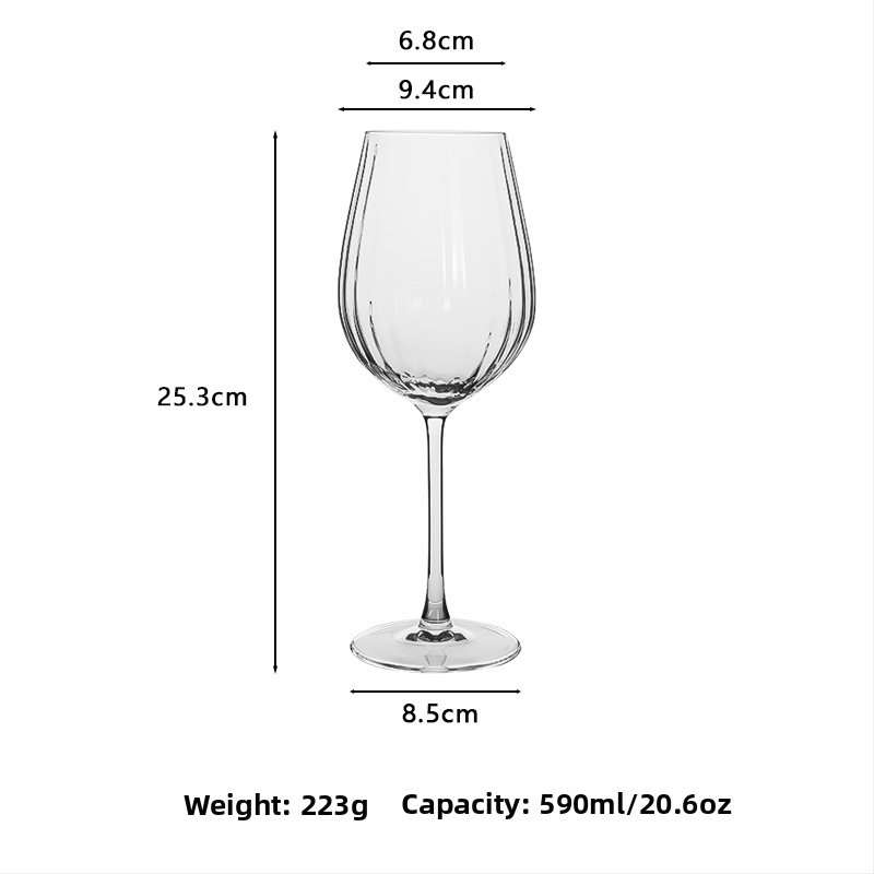 Krištáľové poháre – set pohárov na víno s prizmou – na červené víno, šampaňské a koktejly, nordický štýl, 5 ks, objem 501–600 ml, balené v farebnej krabičke