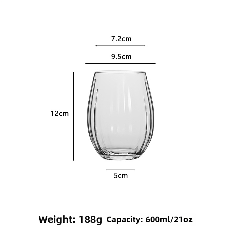 Krištáľové poháre – set pohárov na víno s prizmou – na červené víno, šampaňské a koktejly, nordický štýl, 5 ks, objem 501–600 ml, balené v farebnej krabičke