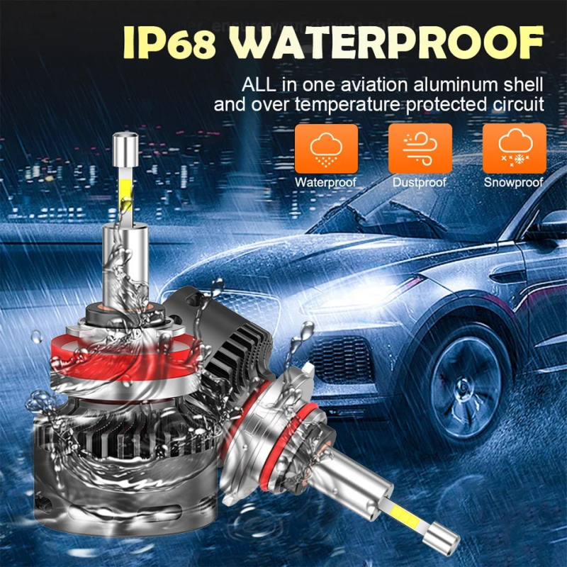 LED automobilni far s bakrenim toplinskim cijevima, integrirani bakreni dizajn, 55W, 12V, IP68, 6500lm, 5000h