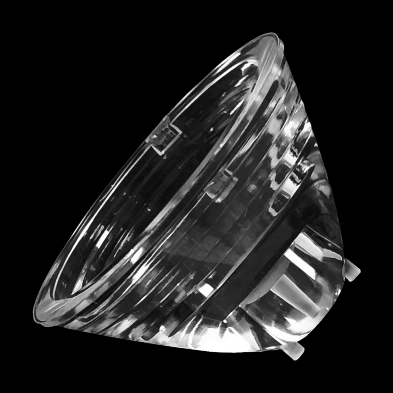 XP48 COB LED φακός με κυρτό κυλινδρικό σχέδιο 2°; συμβατός με CREE 3535/3030/5050 COB LEDs; Οπτικό PMMA; γωνία δέσμης 2–4°; διαπερατότητα 92% υλικό, 82% φακός