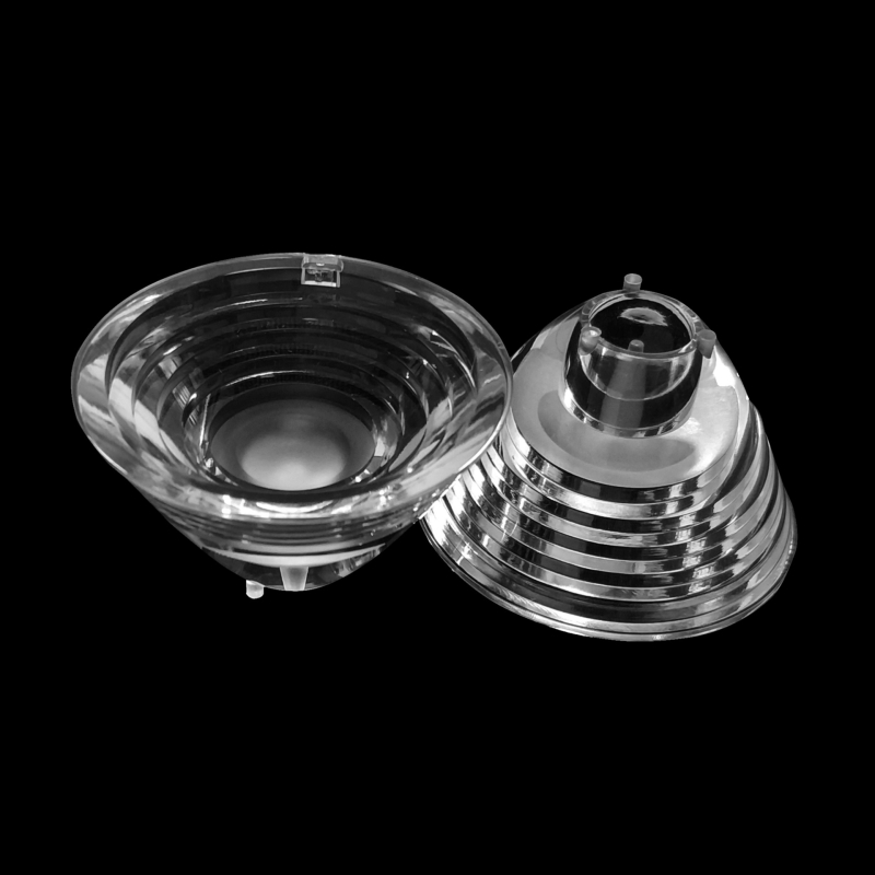 XP48 COB LED φακός με κυρτό κυλινδρικό σχέδιο 2°; συμβατός με CREE 3535/3030/5050 COB LEDs; Οπτικό PMMA; γωνία δέσμης 2–4°; διαπερατότητα 92% υλικό, 82% φακός