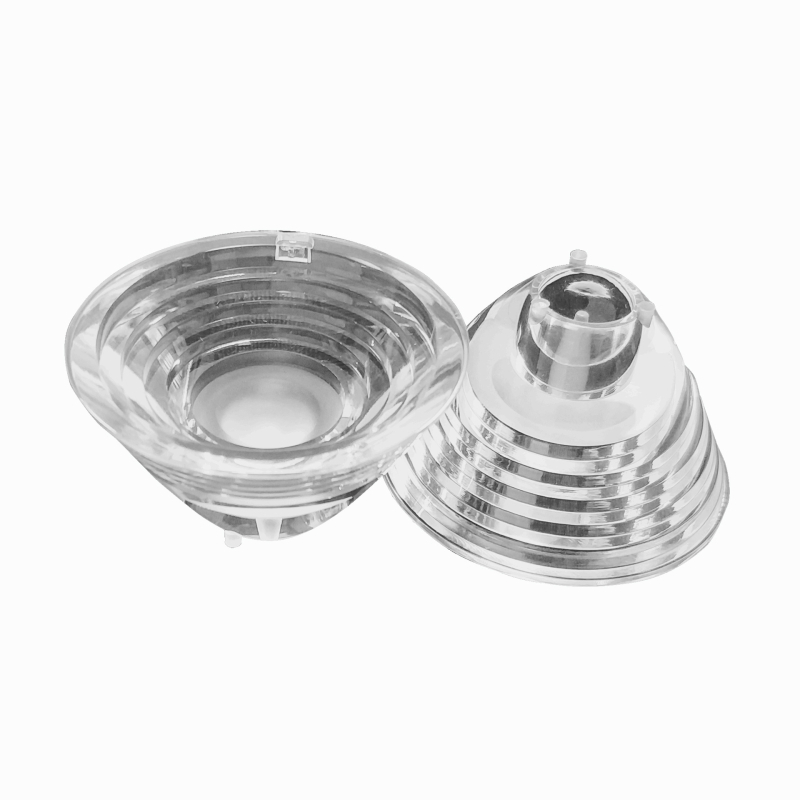 XP48 COB LED φακός με κυρτό κυλινδρικό σχέδιο 2°; συμβατός με CREE 3535/3030/5050 COB LEDs; Οπτικό PMMA; γωνία δέσμης 2–4°; διαπερατότητα 92% υλικό, 82% φακός