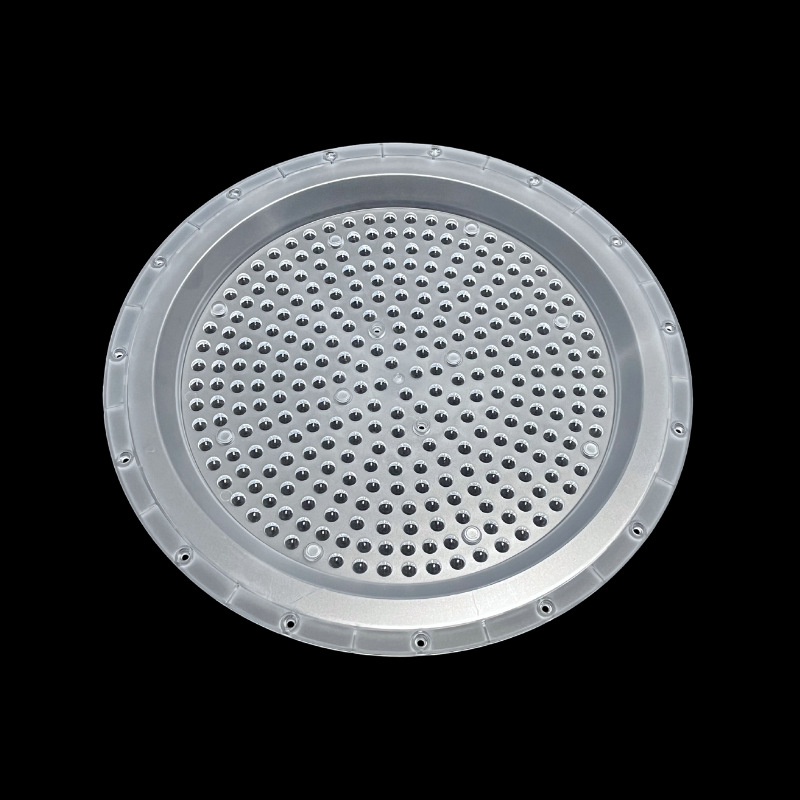 Οπτικός φακός υψηλής απόδοσης για βιομηχανικούς/ορυχεια LED λαμπτήρες, UFO δαχτυλίδι-κόκκων σχεδίασης, δέσμη 60-90°, διαπερατότητα 92%, μοντέλο UFO-a-100w-150w-200w, κύριο υλικό PCS