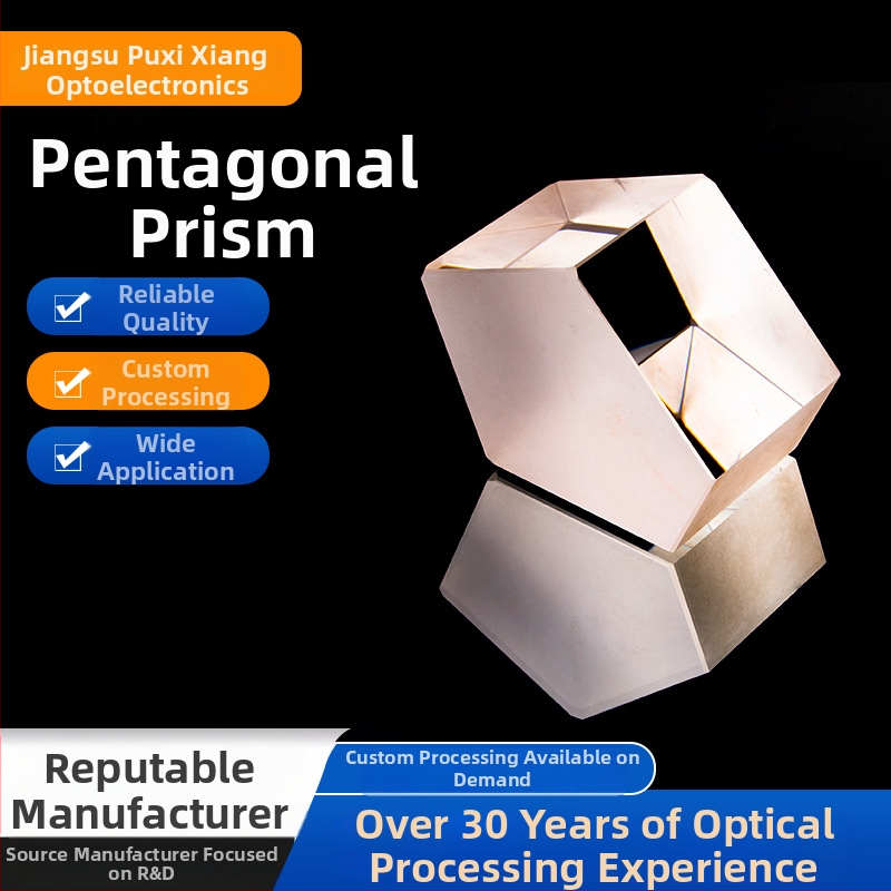 päťuholníkový hranol, vlnová odchýlka 1/10λ pri 632,8 nm, AR vrstva voliteľná, vhodný pre letecký, medicínsky, vojenský a prístrojový optický priemysel