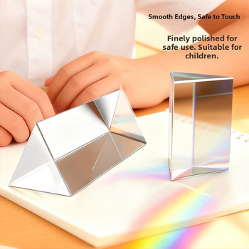 Optikai prizma fizika kísérletekhez: törés és diszperzió, K9 modell, üveg-plasztik kivitel