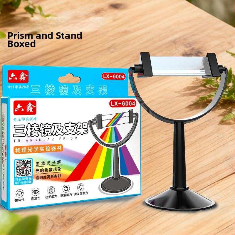 Optikai prizma fizika kísérletekhez: törés és diszperzió, K9 modell, üveg-plasztik kivitel