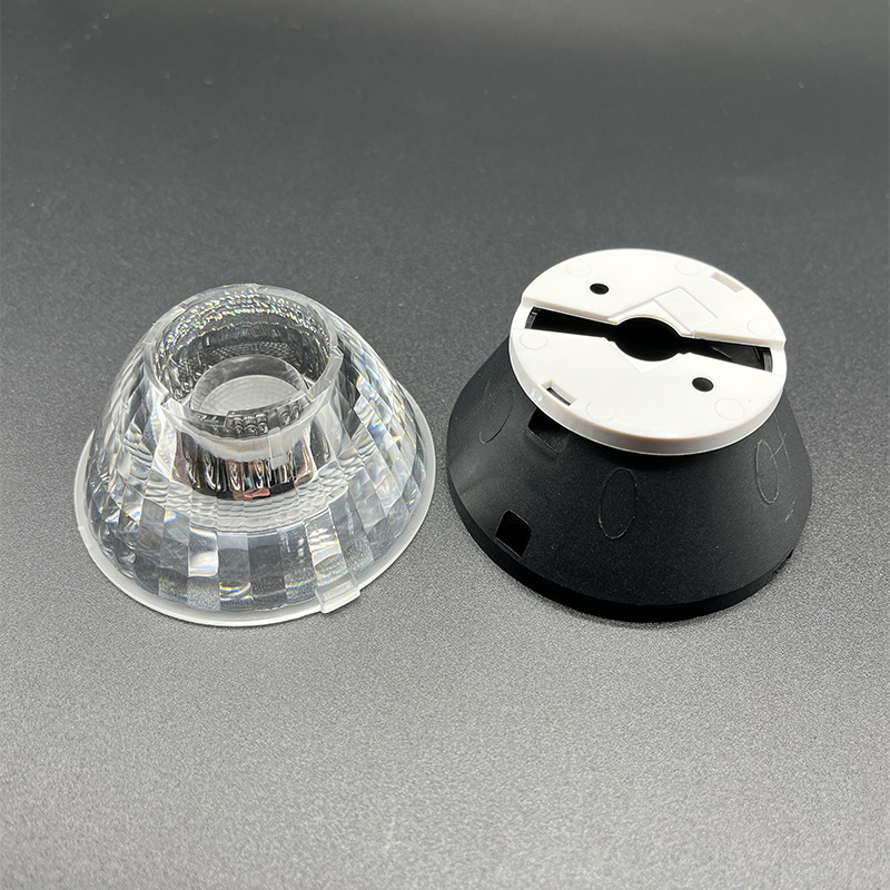 Φακό COB για LED downlight, ακρυλικός PMMA φακός με βάση, μοντέλο MJ7531H-12D, οπτικός PMMA υψηλής ποιότητας, διαπερατότητα φωτός ≥93%, επιλογές LED 1507/1820/CLU038, γωνίες δέσμης 12°/15°/24°/36°/69°