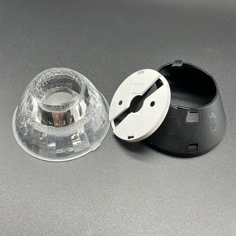 Φακό COB για LED downlight, ακρυλικός PMMA φακός με βάση, μοντέλο MJ7531H-12D, οπτικός PMMA υψηλής ποιότητας, διαπερατότητα φωτός ≥93%, επιλογές LED 1507/1820/CLU038, γωνίες δέσμης 12°/15°/24°/36°/69°