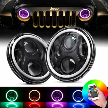 LED fényszóró autóhoz és motorkerékpárhoz RGB Angel Eyes-szel, 60W, 12-36V, IP67, 5800 lm