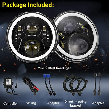 LED fényszóró autóhoz és motorkerékpárhoz RGB Angel Eyes-szel, 60W, 12-36V, IP67, 5800 lm