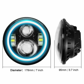 LED fényszóró autóhoz és motorkerékpárhoz RGB Angel Eyes-szel, 60W, 12-36V, IP67, 5800 lm