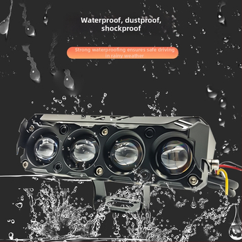 Négylencsés motorkerékpár reflektor — 25W, 8-80V, 1.2A, Alumínium