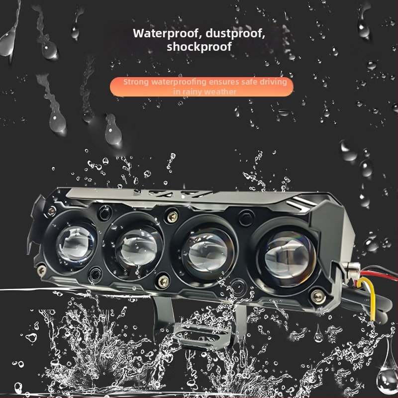 Négylencsés motorkerékpár reflektor — 25W, 8-80V, 1.2A, Alumínium