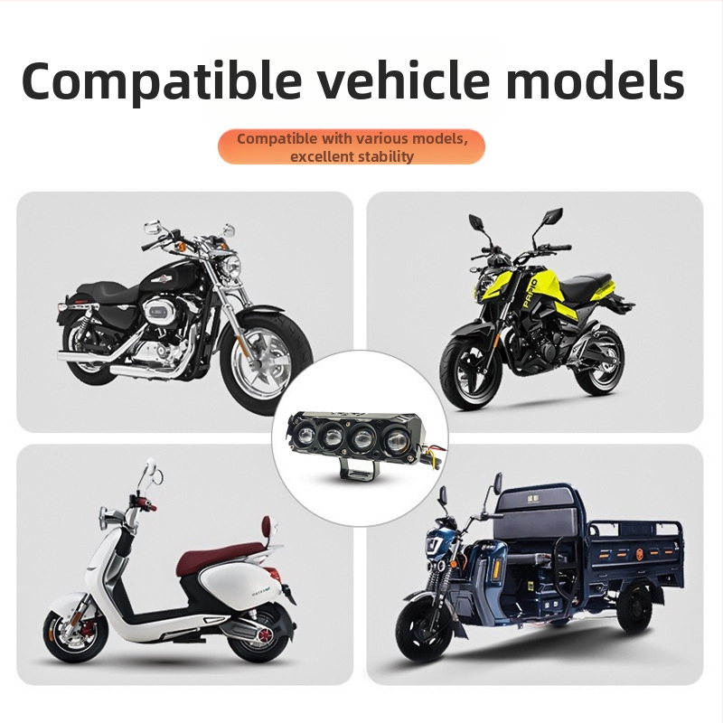 Négylencsés motorkerékpár reflektor — 25W, 8-80V, 1.2A, Alumínium