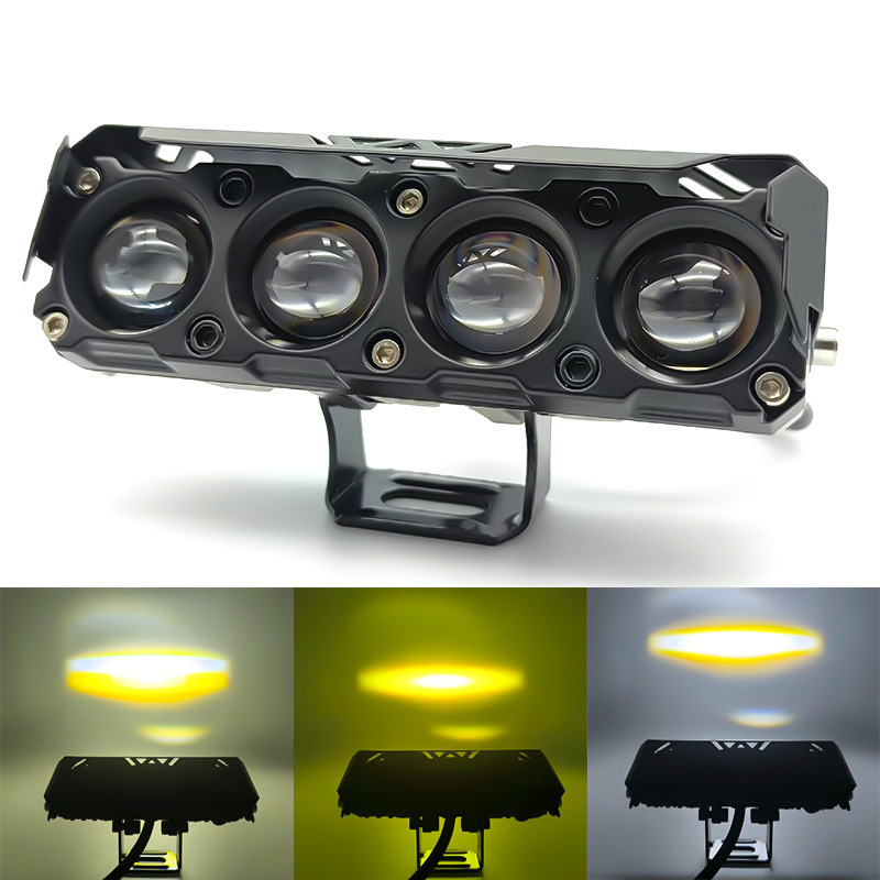 Négylencsés motorkerékpár reflektor — 25W, 8-80V, 1.2A, Alumínium