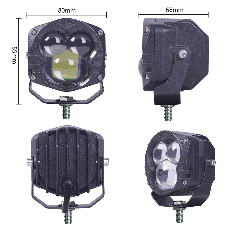 LED kvadratna radna svjetiljka za auto s integriranim visokim i niskim snopom, motocikl svjetlo, off-road svjetlo (40W, 12-80V DC, IP67, 6500K, 30000h)