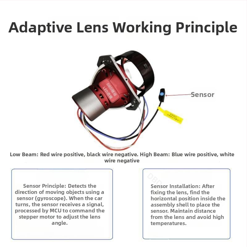 Intelligens követő LED fényszóró lencse autóhoz — 65W, 9–16V, 8600 lm, 30 000 óra, alumíniumötvözet