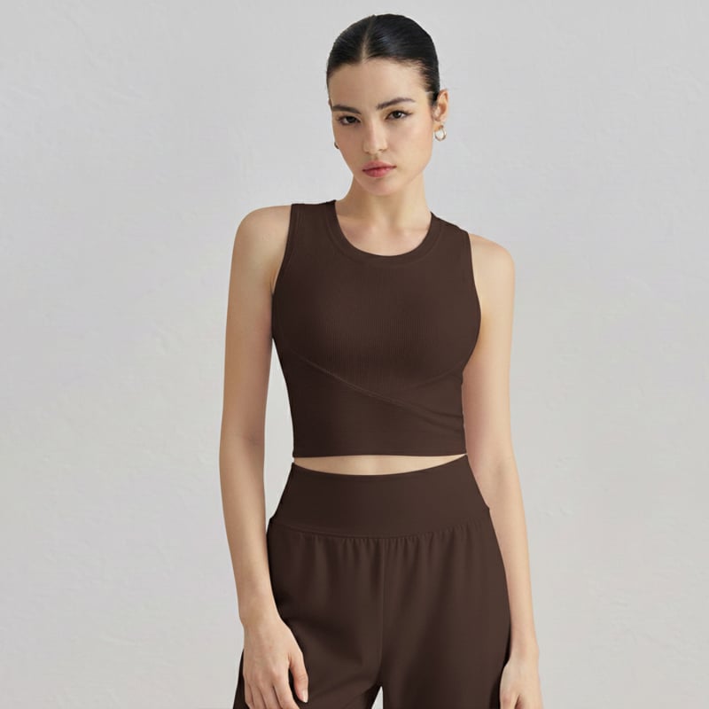 Τοπ γιόγκα με επενδύσεις στήθους - αναπνεύσιμο, σταθερές θήκες στήθους, απορροφητικά κραδασμών, στενή εφαρμογή