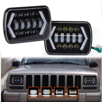 LED prednje svjetlo za Wrangler, kvadratnog dizajna u stilu strelice, 12V, 6500LM, IP68, s pokazivačem smjera