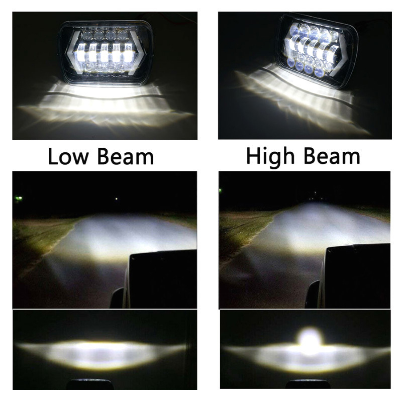 LED prednje svjetlo za Wrangler, kvadratnog dizajna u stilu strelice, 12V, 6500LM, IP68, s pokazivačem smjera
