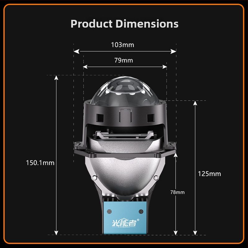 G40 lézeres fényszóró lencse autókhoz | 48W/58W (alacsony/magas) | 9–16V | Alumínium ötvözet | élettartam ≥50 000 h