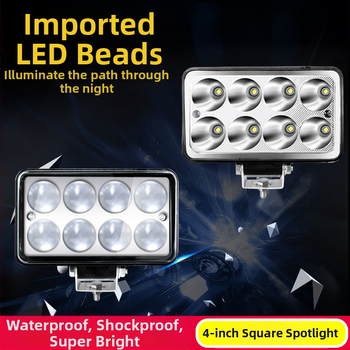 Teherautó LED fényszóró négyzet alakú reflexkosaras és domború lencsével – 24W, 12–80V, IP68, 4200 lm