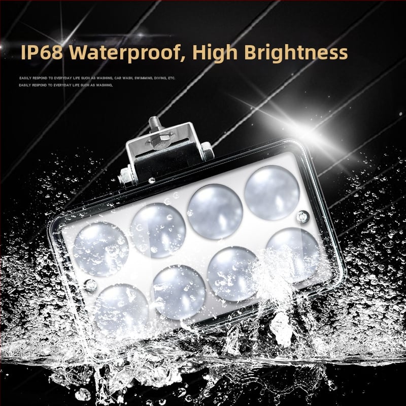 Teherautó LED fényszóró négyzet alakú reflexkosaras és domború lencsével – 24W, 12–80V, IP68, 4200 lm