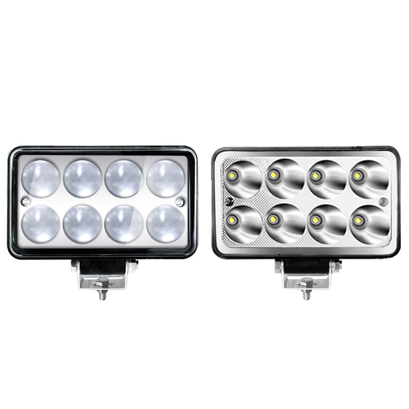 Teherautó LED fényszóró négyzet alakú reflexkosaras és domború lencsével – 24W, 12–80V, IP68, 4200 lm