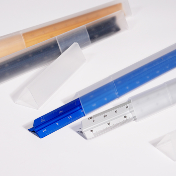 Τρίγωνος χάρακας από κράμα αλουμινίου με κλίμακα εκατοστών, καθαρό βάρος 20 g, σε ατομική συσκευασία