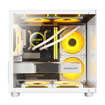 Carcasă PC Mini Prism fără stâlpi — Compatibil MicroATX, Răcire cu apă, Panou lateral transparent
