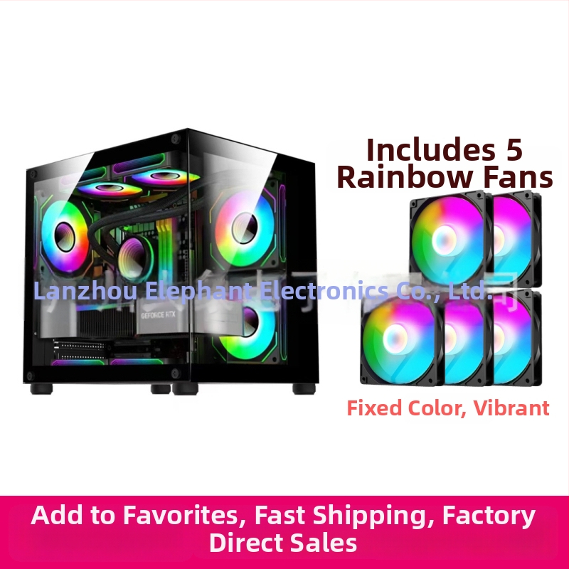 Mini PC skrinka bez stĺpov s prizmatickým dizajnom — MicroATX kompatibilný, vodné chladenie, bočný priehľadný panel