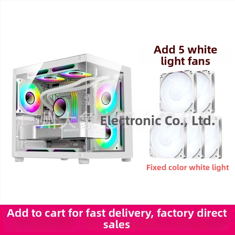 Mini PC skrinka bez stĺpov s prizmatickým dizajnom — MicroATX kompatibilný, vodné chladenie, bočný priehľadný panel