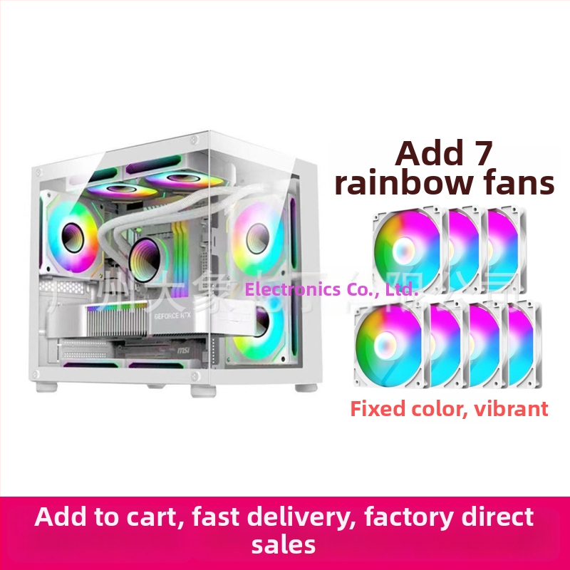 Mini PC skrinka bez stĺpov s prizmatickým dizajnom — MicroATX kompatibilný, vodné chladenie, bočný priehľadný panel