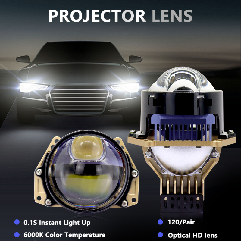 Autó LED fényszóró közvetlen lézerrel, kör alakú dizájn, 75W, 12V, 6000K, nagy fényerő