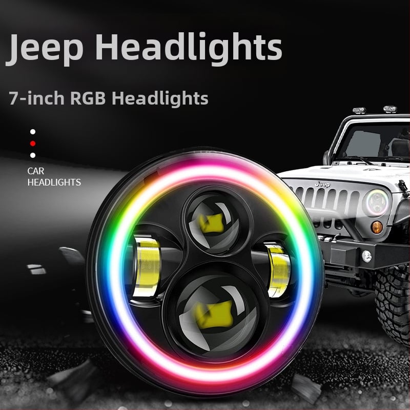 Wrangler prednja svjetla s integriranim visokim i niskim snopom, RGB Angel Eye LED, 38W 12V IP68 aluminijska legura