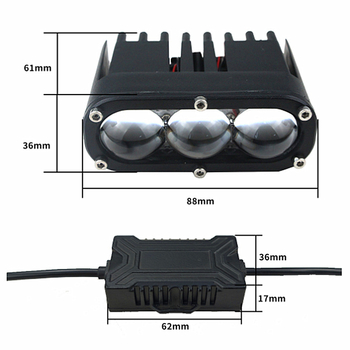 LED motociklističko svjetlo s tri LED diode, 120W, 12V DC, IP67, 12000LM