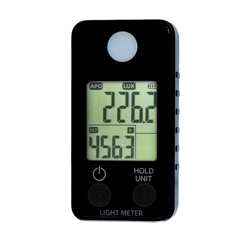 SUPTOOL integrált mini fénymérő teljes spektrumú megvilágítás, színhőmérséklet és CRI mérésekhez; 2x AAA elemről működik