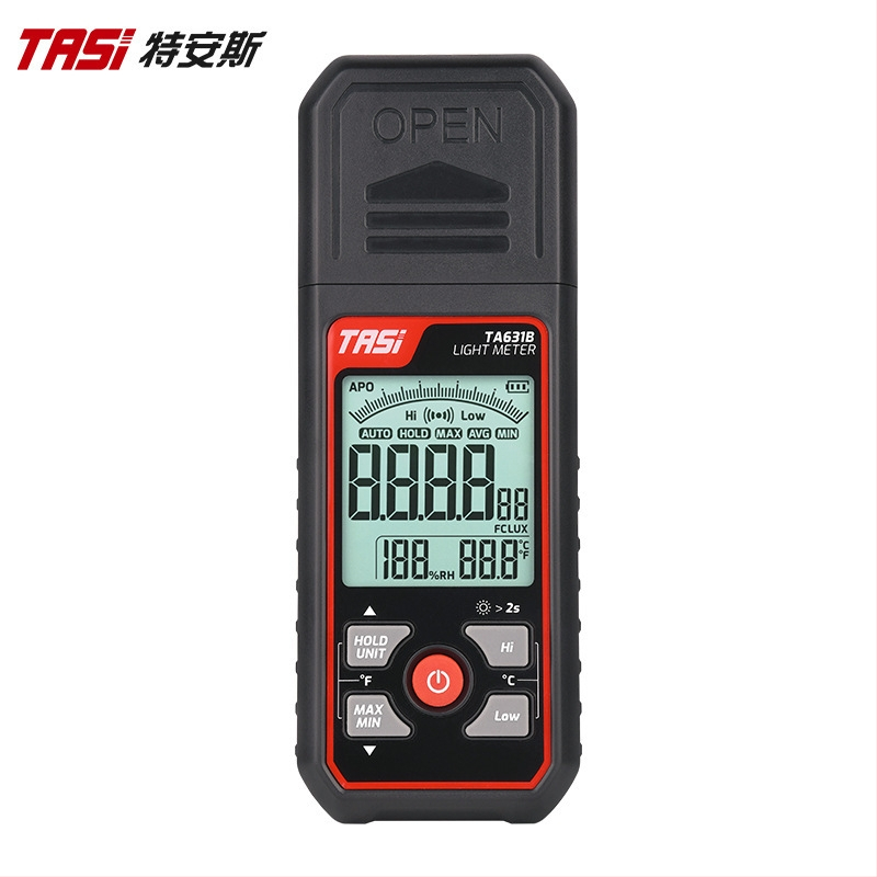 TA631 sorozat ipari minőségű digitális luxmérő — mérési tartomány: 300 000 lux — tápellátás: 3×1,5V elemek