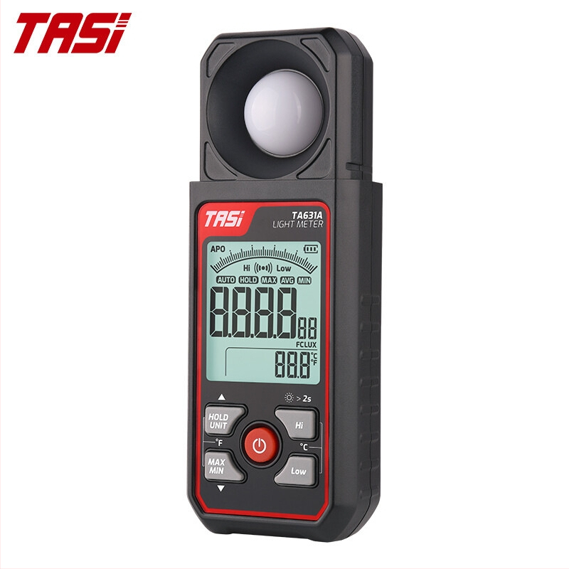 TA631 sorozat ipari minőségű digitális luxmérő — mérési tartomány: 300 000 lux — tápellátás: 3×1,5V elemek